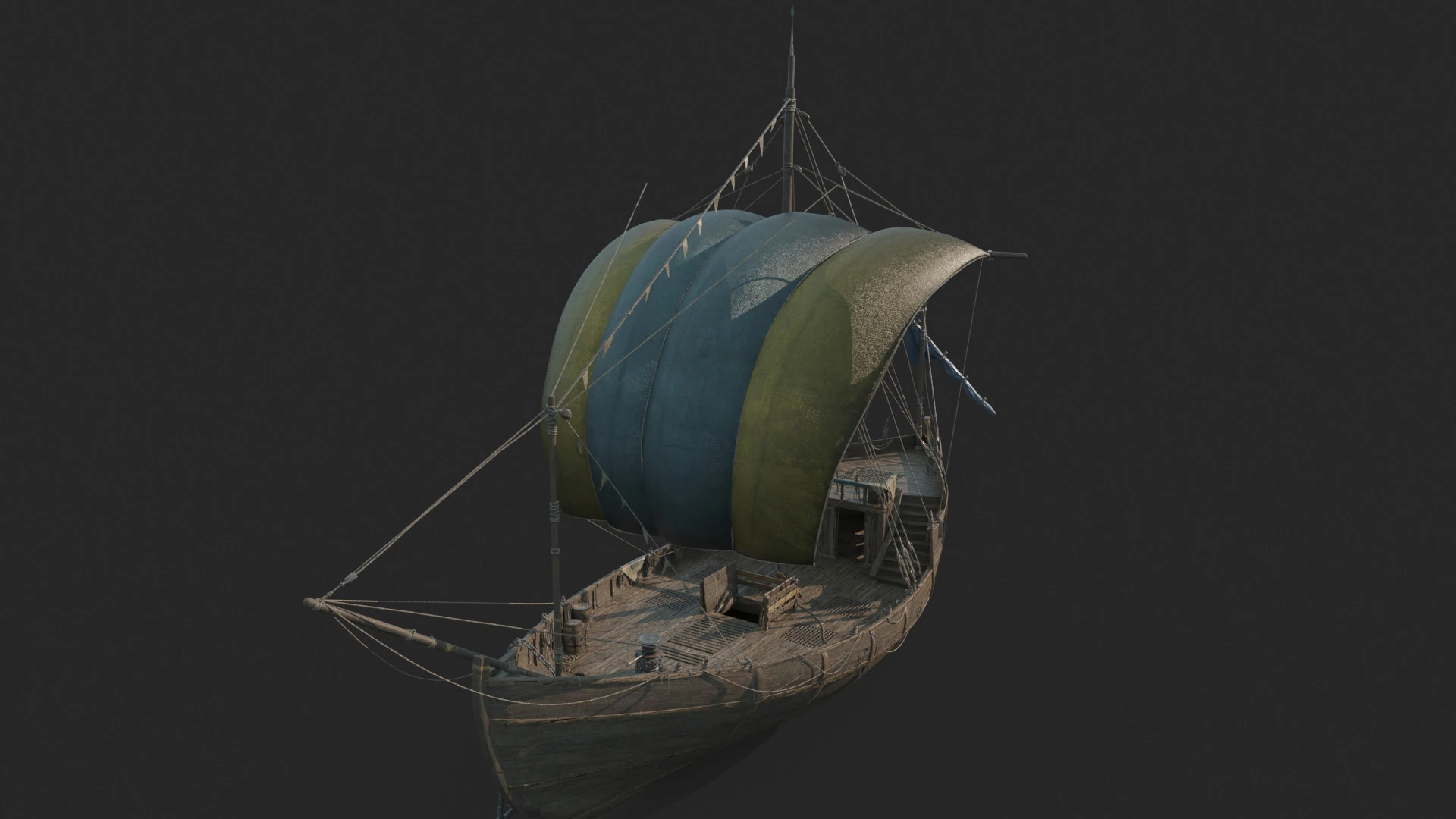Medieval ancient water carrying sailboats 3D Model .c4d .max .obj .3ds .fbx .stl .blend 