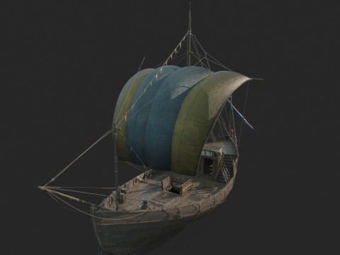 &Aacute;gua antiga medieval que transporta veleiros Modelo 3D