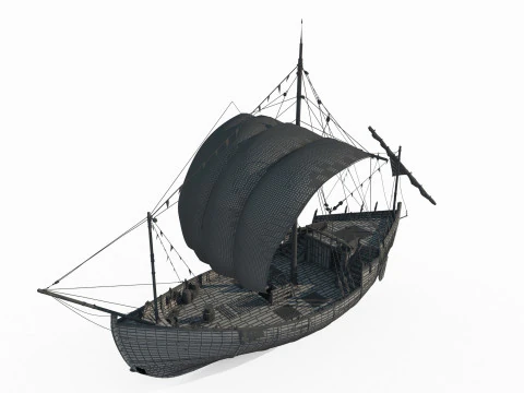 Medieval ancient water carrying sailboats 3D Model