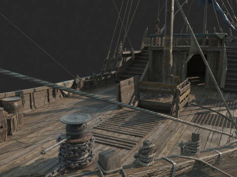 Medieval ancient water carrying sailboats 3D Model