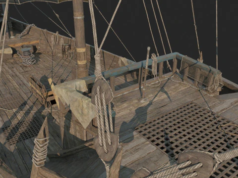 Medieval ancient water carrying sailboats 3D Model