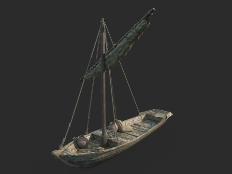 Perahu layar perahu kuno dan perahu kayu Model 3D