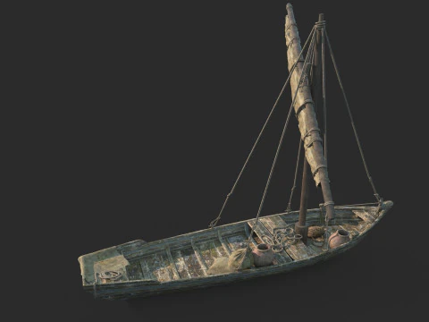Perahu layar perahu kuno dan perahu kayu Model 3D