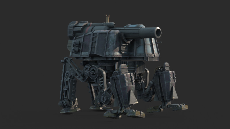 Mecha bertenaga uap fiksi ilmiah masa depan Model 3D .c4d .max .obj .3ds .fbx .stl .blend 