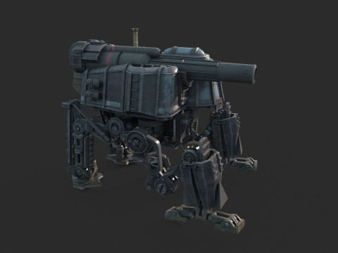 Mecha bertenaga uap fiksi ilmiah masa depan Model 3D