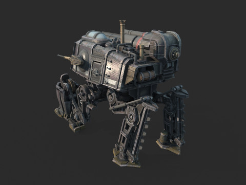 Mecha bertenaga uap fiksi ilmiah masa depan Model 3D