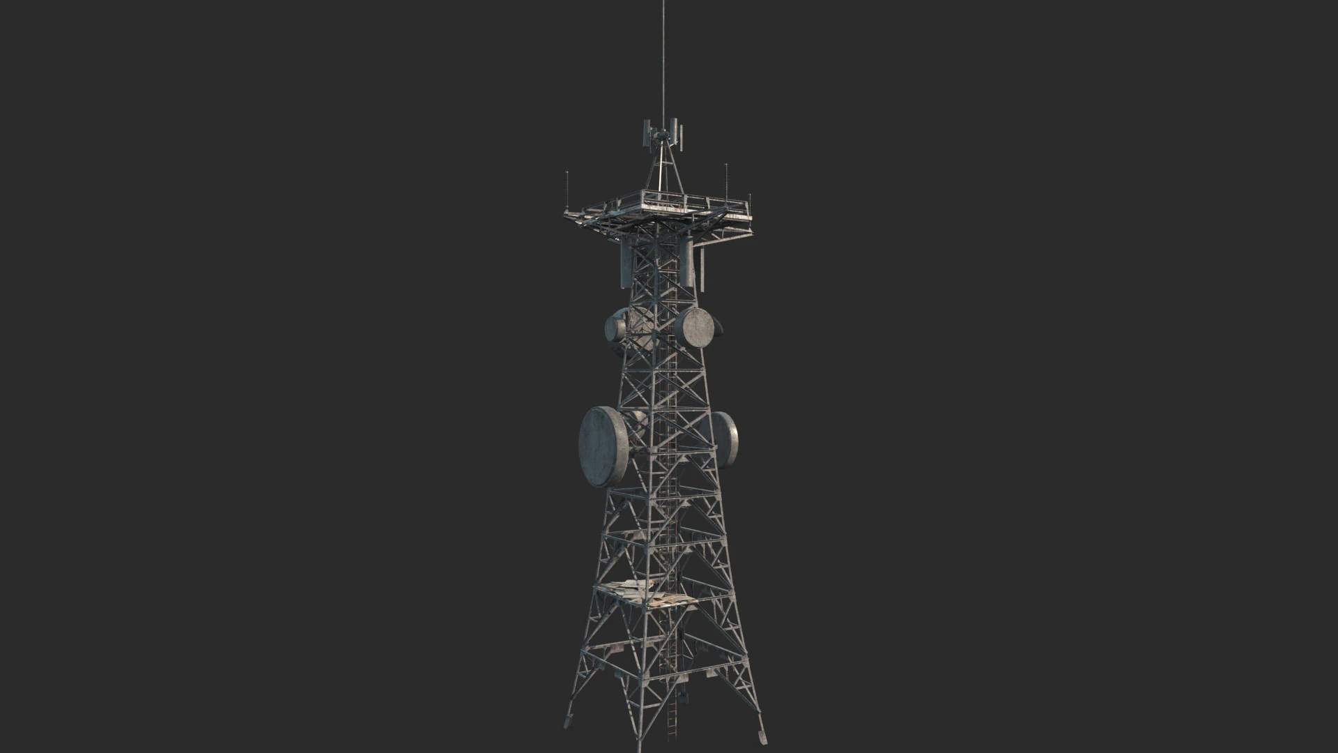 Modern industrial power facility signal tower 3D Model .c4d .max .obj .3ds .fbx .stl .blend 