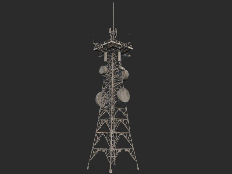 Modern industrial power facility signal tower 3D Model