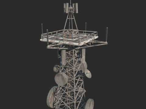 Modern industrial power facility signal tower 3D Model