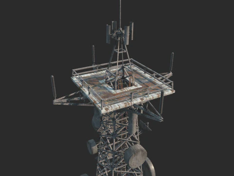 Modern industrial power facility signal tower 3D Model