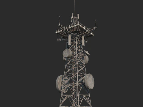 Modern industrial power facility signal tower 3D Model