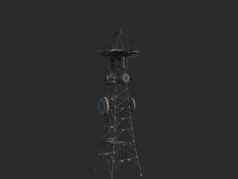 Modern industrial power facility signal tower 3D Model
