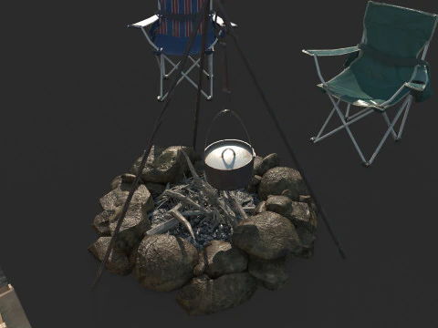 Camping en el desierto Modelo 3D