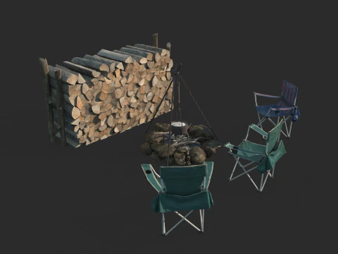 Wilderness Camping Campsite 3D Model