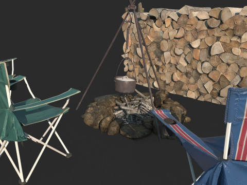 Wilderness Camping Campsite 3D Model