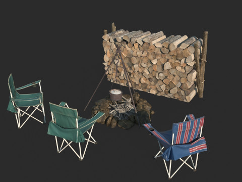 Wilderness Camping Campsite 3D Model