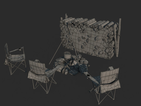 Wilderness Camping Campsite 3D Model