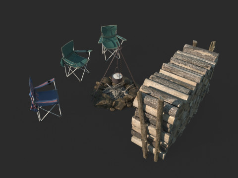 Wilderness Camping Campsite 3D Model