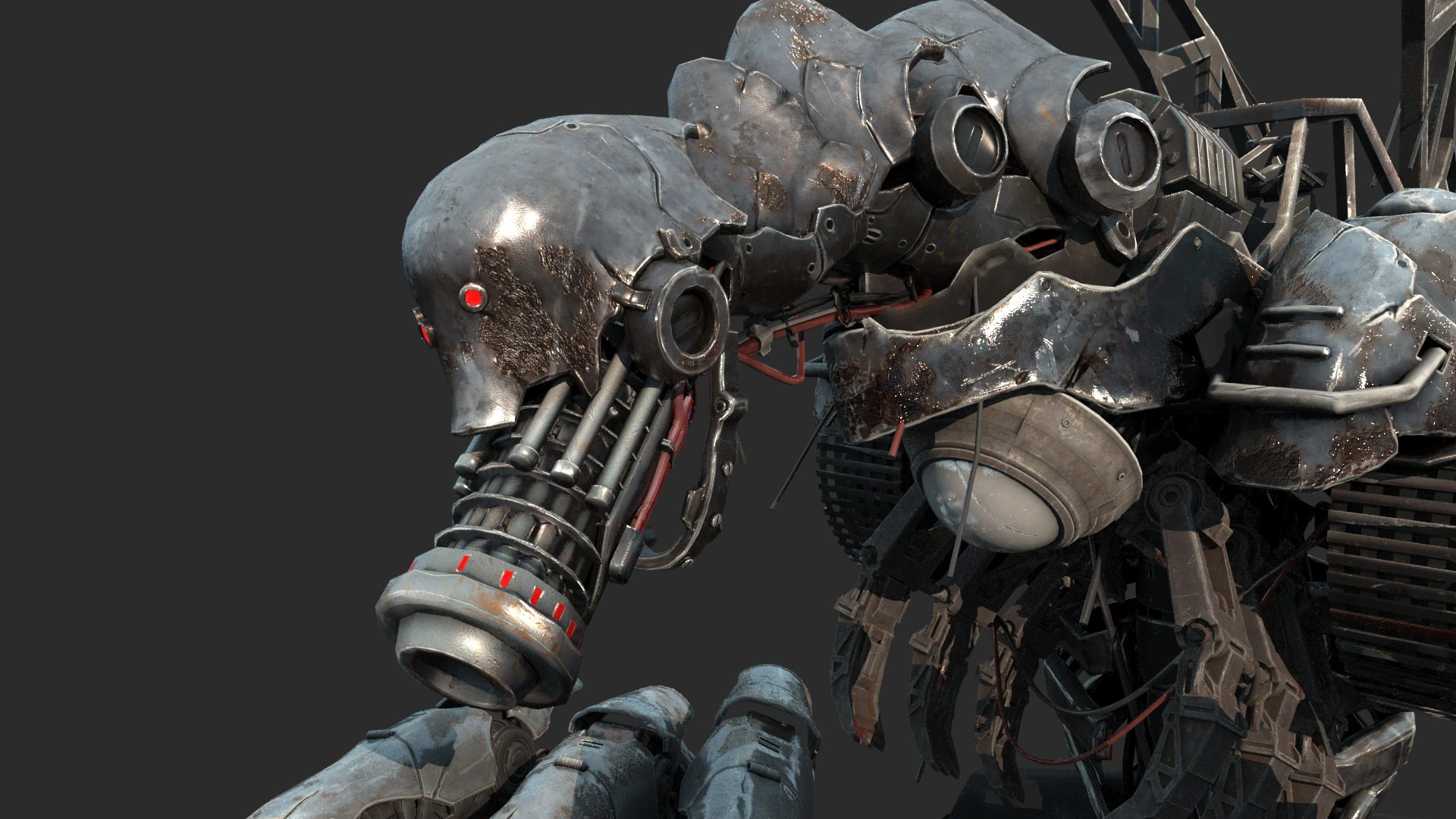 Future sci-fi apocalypse horror half body robot 3D Model .c4d .max .obj .3ds .fbx .stl .blend 