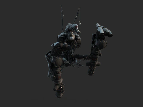 Future sci-fi apocalypse horror half body robot 3D Model