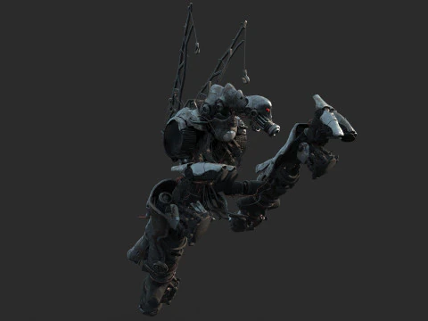Future sci-fi apocalypse horror half body robot 3D Model