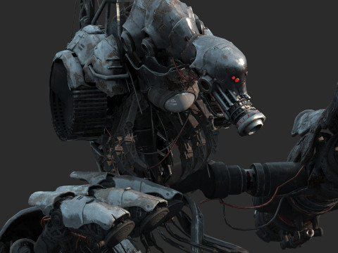 Robot mezzo corpo horror dell'apocalisse fantascientifica del futuro Modello 3D