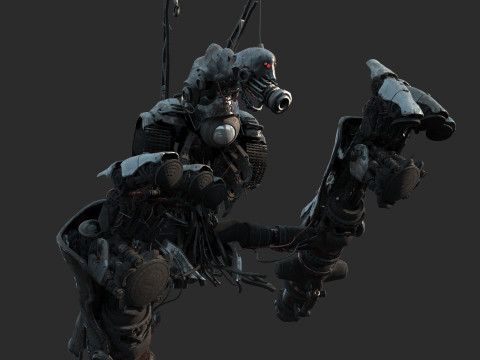 Robot mezzo corpo horror dell'apocalisse fantascientifica del futuro Modello 3D