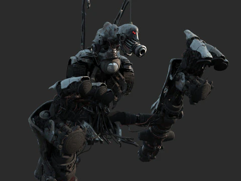 Future sci-fi apocalypse horror half body robot 3D Model