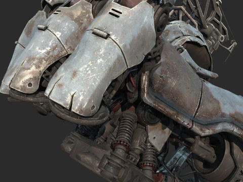 Future sci-fi apocalypse horror half body robot 3D Model
