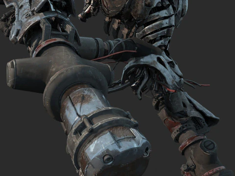 Future sci-fi apocalypse horror half body robot 3D Model