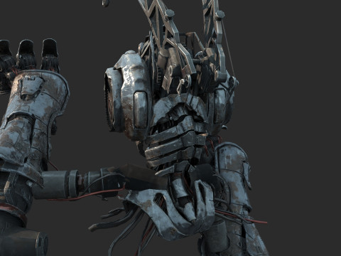 Robot mezzo corpo horror dell'apocalisse fantascientifica del futuro Modello 3D