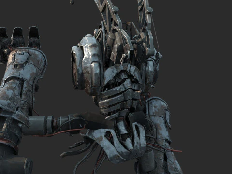 Future sci-fi apocalypse horror half body robot 3D Model