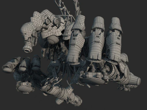 Future sci-fi apocalypse horror half body robot 3D Model