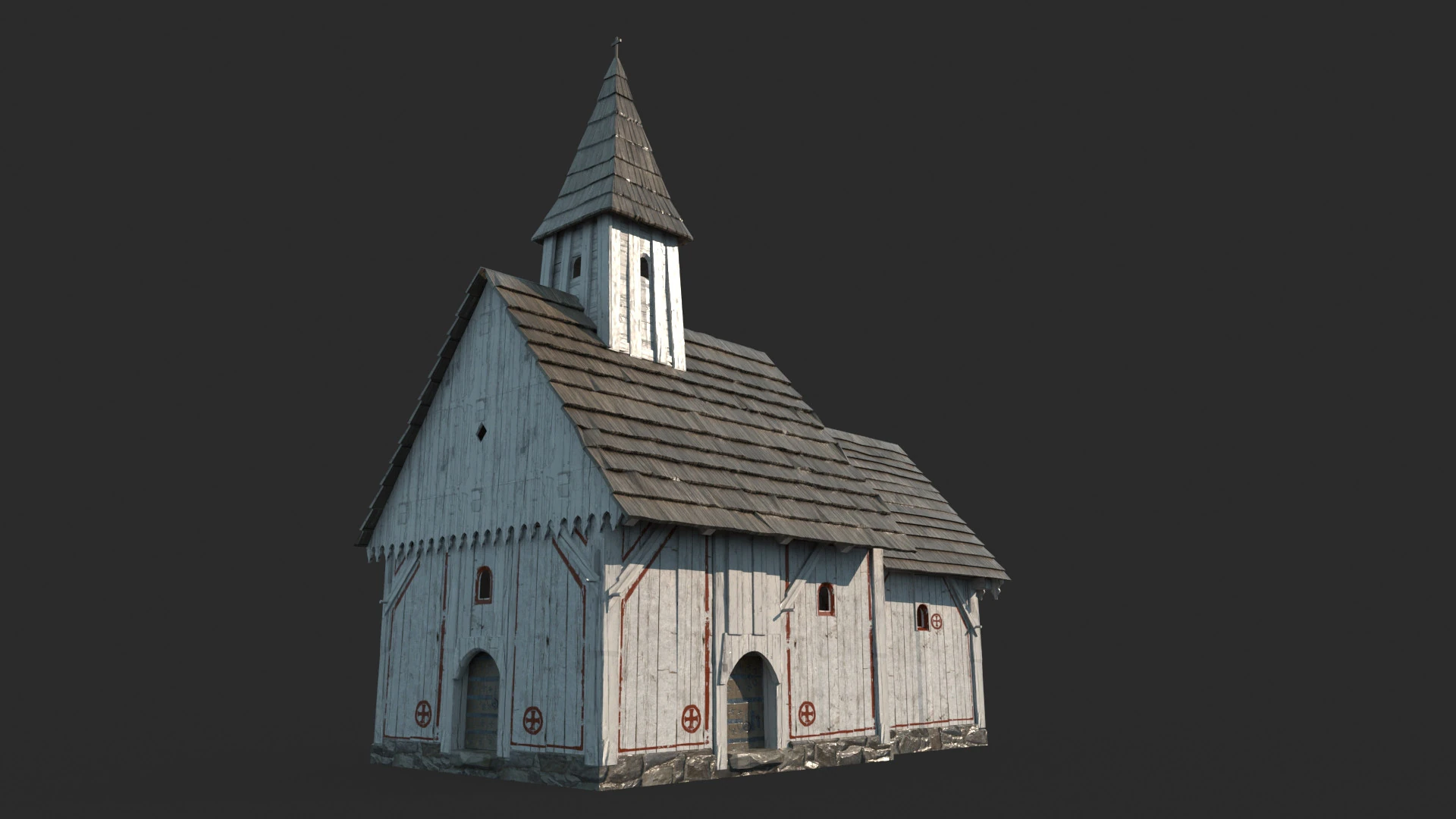 Gereja putih arsitektur abad pertengahan Model 3D .c4d .max .obj .3ds .fbx .stl .blend 