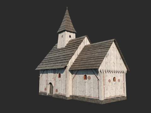 Gereja putih arsitektur abad pertengahan Model 3D