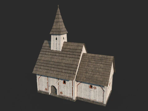 Gereja putih arsitektur abad pertengahan Model 3D