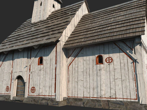 Gereja putih arsitektur abad pertengahan Model 3D