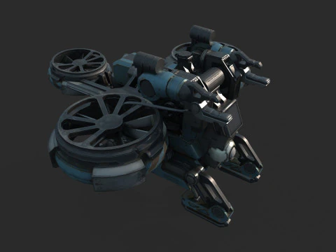 Future science fiction unmanned aerial vehicle robots 3D Model