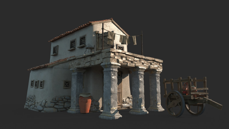 Medieval architectural houses 3D Model .c4d .max .obj .3ds .fbx .stl .blend 