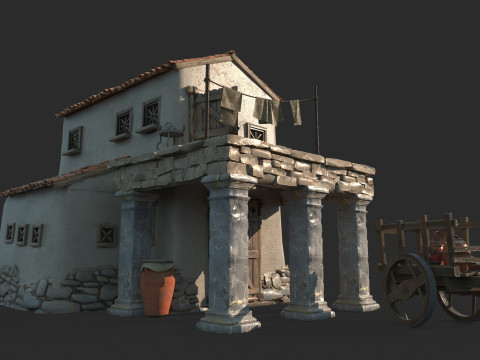 Casas arquitet&ocirc;nicas medievais Modelo 3D