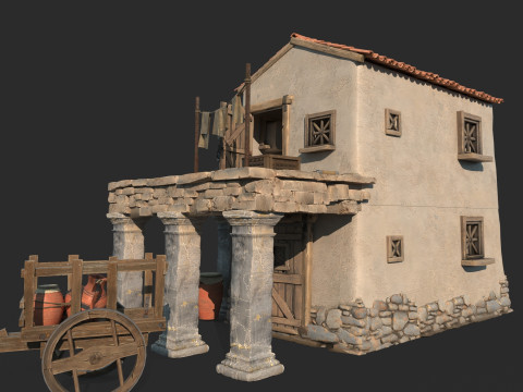 Medieval architectural houses 3D Model