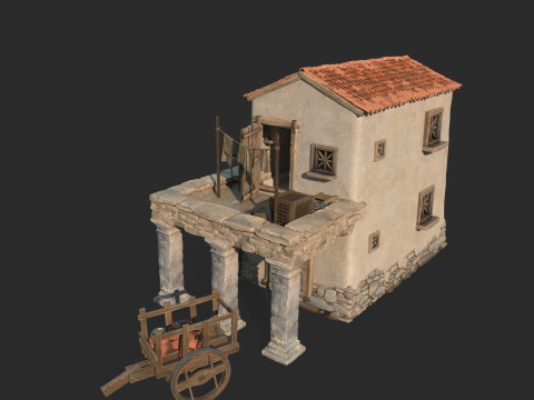 Medieval architectural houses 3D Model