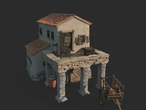 Case architettoniche medievali Modello 3D