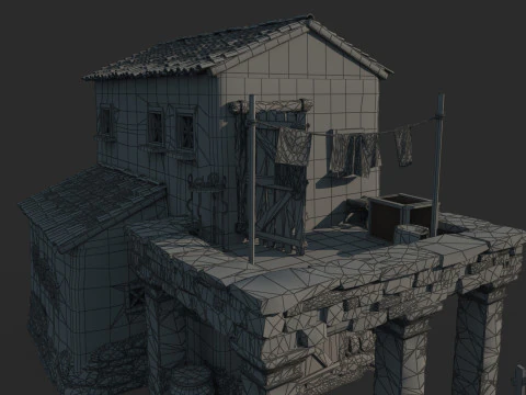 Case architettoniche medievali Modello 3D