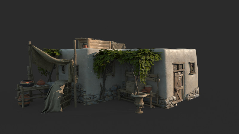 中世纪建筑平房 3D 模型 .c4d .max .obj .3ds .fbx .stl .blend 