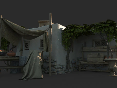 Bungalow dall'architettura medievale Modello 3D