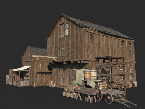 17th century building materials warehouse 3D Model