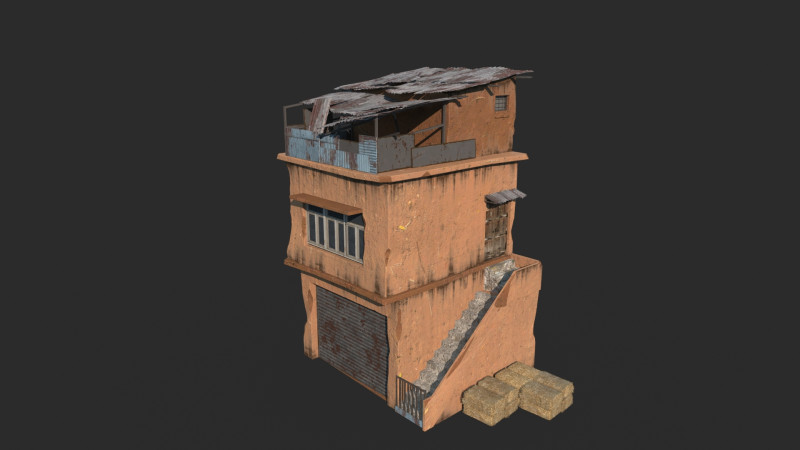 Abandoned soil style buildings 3D Model .c4d .max .obj .3ds .fbx .stl .blend 