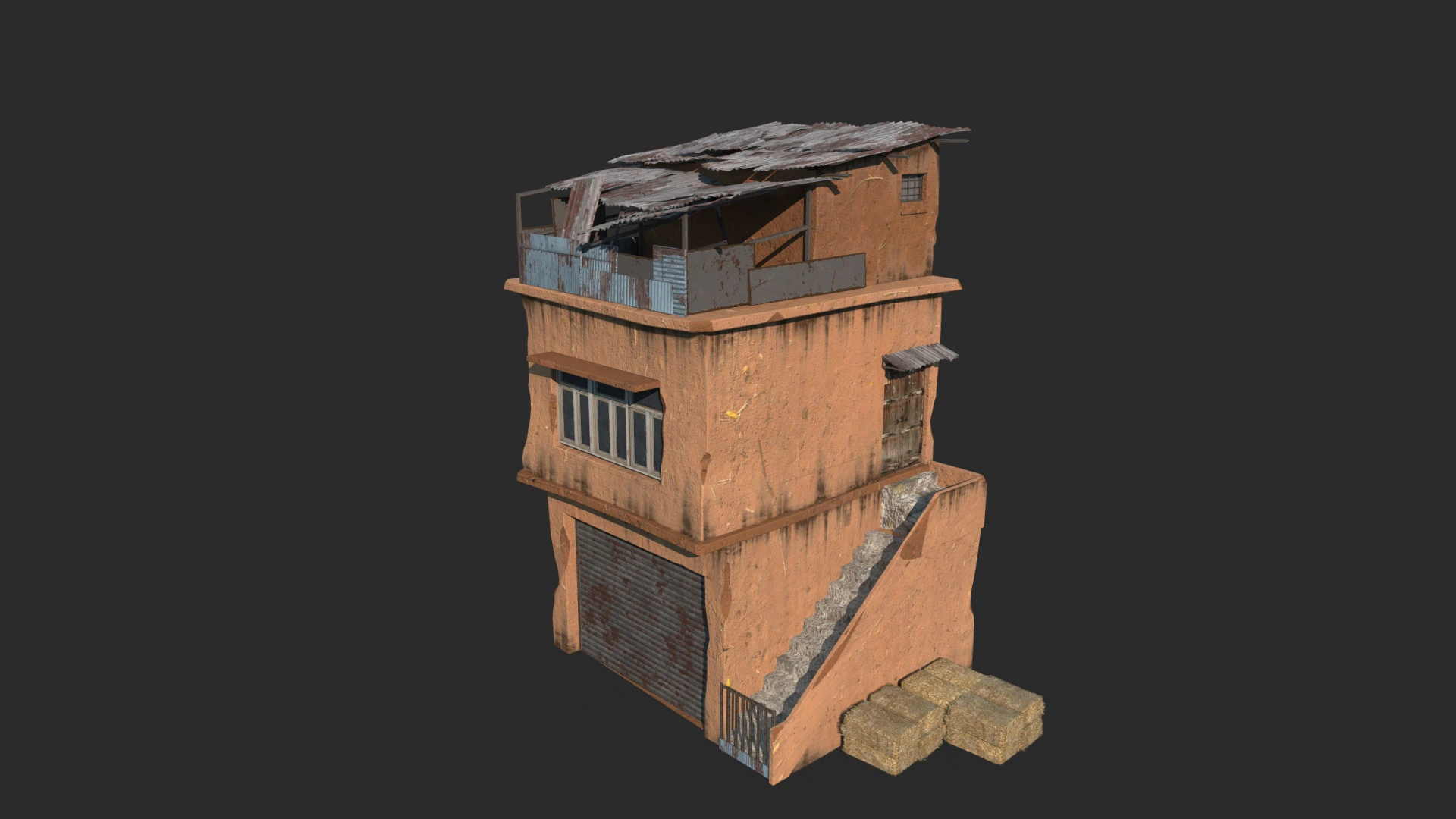 Abandoned soil style buildings 3D Model .c4d .max .obj .3ds .fbx .stl .blend