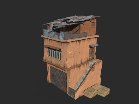 Verlassene Geb&auml;ude im Erdbodenstil 3D Modell